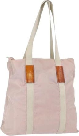 Prada Pre-owned Tote Bags, female, Pink, Size: ONE SIZE Pre-owned Nylon Tote Bag