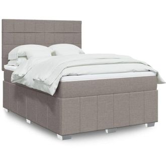 vidaXL Vidaxl - Cama Box Spring Con Colch&oacute;n Tela Gris Taupe 140x190 Cm