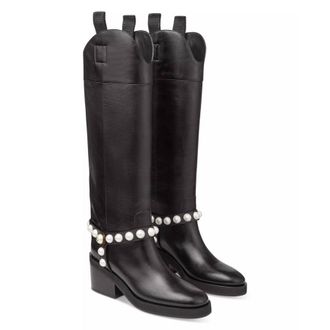 Jimmy Choo London Tonya/A 70 Embellished Knee-High Boots, Brand Size 37 ( US Size 7 )