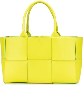 Bottega Veneta Pre-owned Womens The Pouch Intrecciato Tote Bag - Yellow Leather - One Size