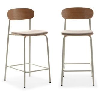 DRAWER Drawer - Set di 2 sgabelli in tessuto con gambe in metallo H66 cm - adriana