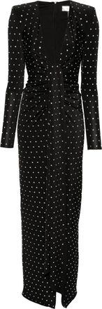 Nissa crystal-embellished maxi dress - women - Polyester/glass/Spandex/Elastane - 36 - Black