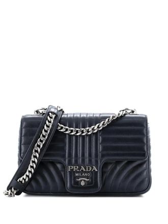 Prada Chain Flap Diagramme Quilted Leather Large shoulder bag - Nero