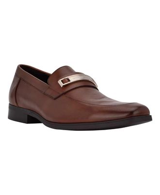 Calvin Klein Mens Calvin Klein Jameson Loafers Brown Leather Slip On Dress Shoes HTAT334