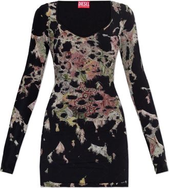 Diesel Jurk met Ruwe Afwerking - Dames - Korte kleedjes - Veelkleurig - 2XS - Leer - Kleedjes