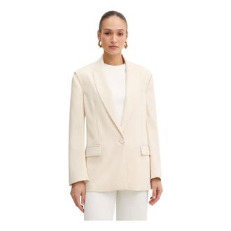 Patrizia Pepe Jassen, Dames, Beige, L, Polyester, Oversized Cr&ecirc;pe Blazer