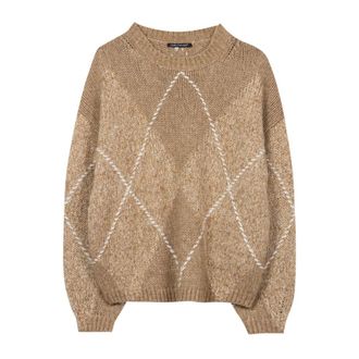 Luisa Cerano Pullover met print - Dames - Truien - Bruin - Maat: XS Poliester