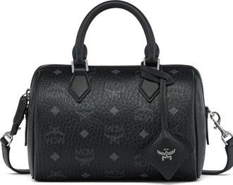 MCM Small Ella Boston Bag in Visetos in Black at Nordstrom