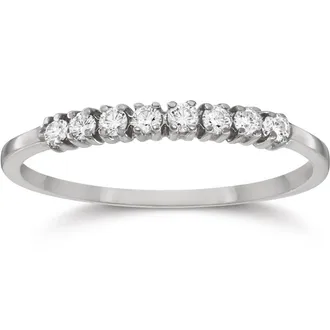 Pompeii3 Eight Stone Diamond Wedding Stackable Guard Band Ring 14K White Gold Size Selectable