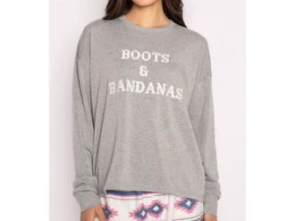 PJ Salvage Flannels Long Sleeve Top In Heather Grey