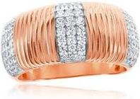 Suzy Levian Pav&eacute; Cubic Zirconia Line Wide Band Ring in Pink at Nordstrom Rack, Size 7.5