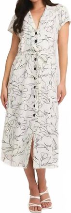 Gilli Floral Print Dress In White Black