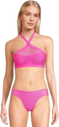 BECCA by Rebecca Virtue Castaway Bikini Top Womens Azalea Stretch Sheer Halter Neck JZZ980