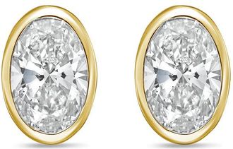 Diana M. Jewels 14Kt Yellow Gold 7.00 cts Lab Grown Oval Diamond Bezel Studs
