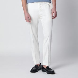 Pantaloni Torino White Slim Fit Cotton Blend Trousers