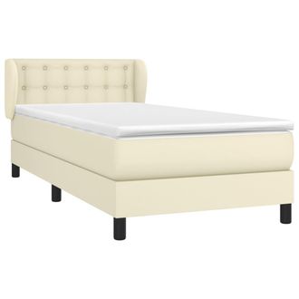 vidaXL Cama Box Spring Con Colch&oacute;n Cuero Sint&eacute;tico Crema 90x190 Cm Vidaxl