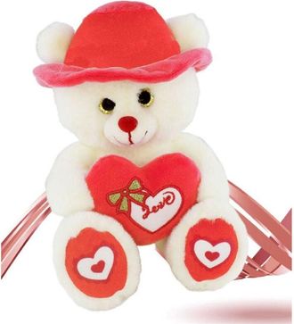 Trade Shop Trade Shop - Osito Con Gorro Coraz&oacute;n Rojo 22 Cm Marioneta Regalo San Valentin 92409