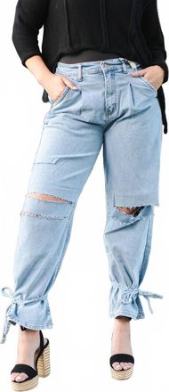 Vibrant M.i.U Ankle Tie Jeans In Denim