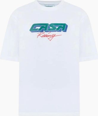Casablanca Mens Casablanca 3D Printed Oversized Tee Casa Racing White T-Shirt - Size: 44
