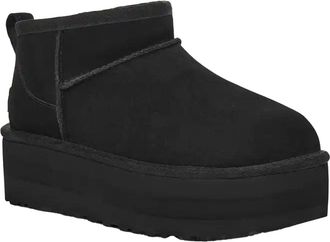 UGG Womens Ankle Boots Classic Ultra Mini Black Suede Leather