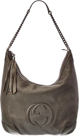 Gucci Grey Leather Soho Chain Tassel Hobo Bag (Authentic Pre-Loved)