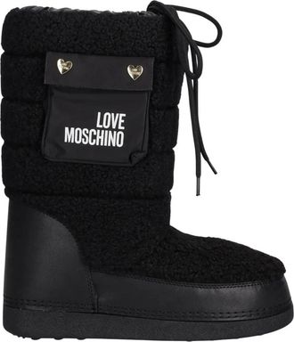 Love Moschino Gewatteerde Sneeuwlaarzen - Dames - Winterlaarzen - Zwart - 41 EU - Leer - Schoenen