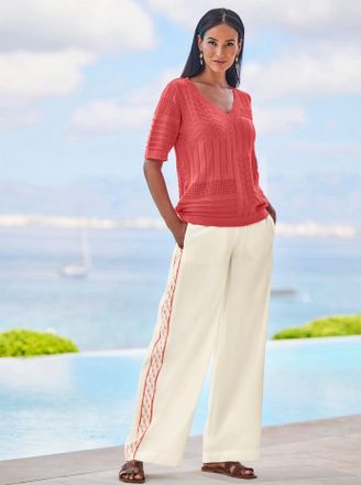 Heine Ajourpullover HEINE Ajour-Pullover, Damen, Gr. 34, grapefruit, 100% Baumwolle, unifarben, Pullover Ajourpullover