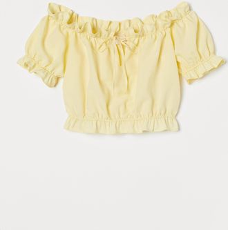 H&M Kurze Volantbluse - Yellow