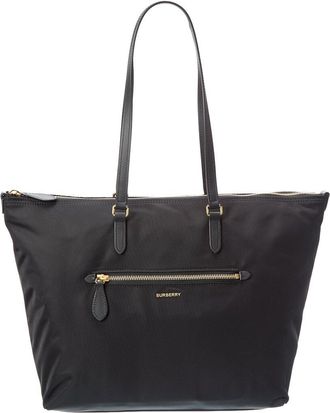 Burberry Zip Large Nylon & Leather Tote
