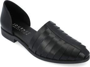 Journee Collection Anyah Vegan Leather Flat in Black at Nordstrom Rack, Size 5.5