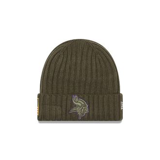 New Era Salute to Service Knit Beanie - Minnesota Vikings Olive