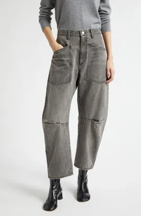 Nili Lotan Shon Barrel Leg Jeans in Ash Grey Wash at Nordstrom, Size 27