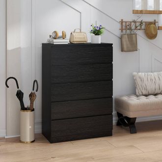 HOMCOM Chest of Drawers with 5 Drawers, Modern Dresser for Bedroom, Black