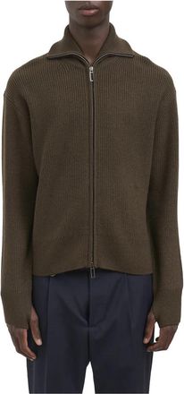Paolo Pecora Cardigan van zware wol - Heren - Vesten - Groen - XL - Wol - Truien & Vesten