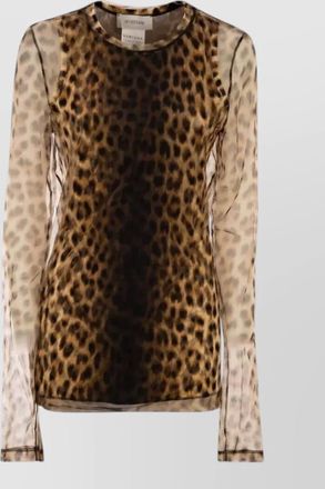 Sportmax zebu mesh top long sleeves animal print
