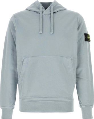Stone Island Felpa Light Blue Cotton Hoodie