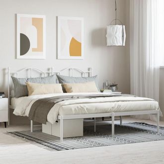 Berkfield Home Metal Bed Frame with Headboard White 183x213 cm