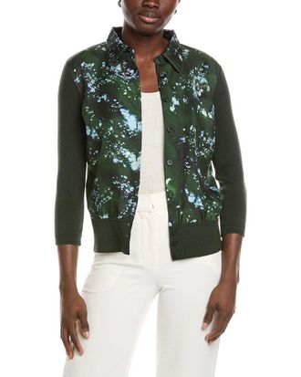 Lafayette 148 New York Collared Button Front Cardigan