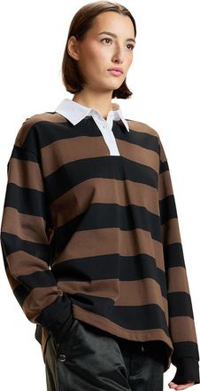 Cynthia Rowley Striped Cotton Rugby Shirt in Black at Nordstrom, Size X-Small