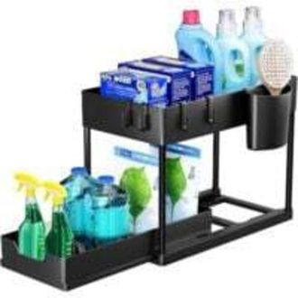 OEM Estanter&iacute;a De Almacenamiento De Doble Capa Para Debajo Del Fregadero Con Cajones Deslizantes, Organizador Multifuncional Para Cocina Y Ba&ntilde;o - Negro - 