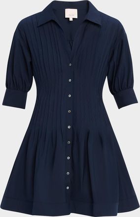 Cinq &agrave; Sept Monty Pleated Puff-Sleeve Dress