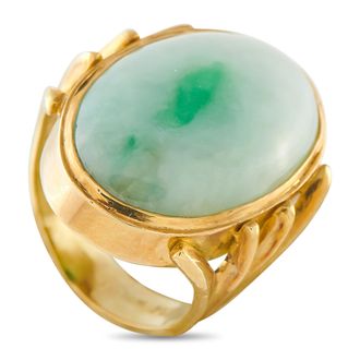 Luxury Bazaar Vintage 18K Yellow Gold Jade Ring MF18-062926