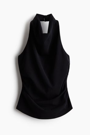 H&M Drapiertes Neckholder-Top - Schwarz