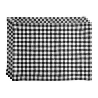 Solino Home Linen Placemats - Gingham Check, 14 x 19 in Black at Nordstrom, Size Medium