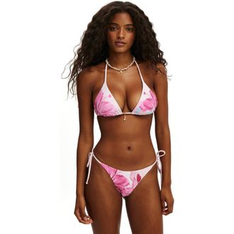 Cotton On Womens String Triangle Bikini Top in Tropical Floral Pink at Nordstrom, Size X-Small