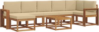 vidaXL Conjunto De Sof&aacute;s De Exterior 8 Uds. Natural Y Beige Vidaxl