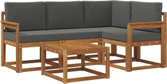 vidaXL Conjunto De Sof&aacute;s De Exterior 5 Uds. Natural Y Antracita Vidaxl