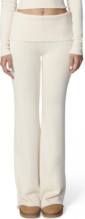 Florence By Mills Womens Barre Collection Foldover Wide Leg Pant Casual, Whitecap Grey, XS
