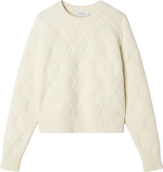 Lanvin Beige Cable Knit Wool Sweater With Crew Neck