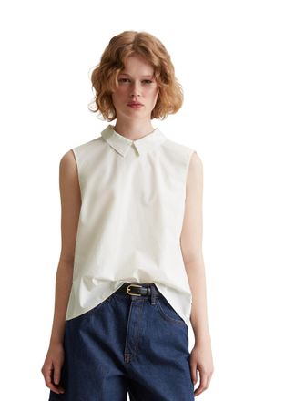 Marc O'Polo Denim Blusentop MARC OPOLO DENIM, Damen, Gr. M, weiss (silky wei&szlig;), Web, Obermaterial: 100% Baumwolle, regular fit h&uuml;ftbedeckend, Blusen Blusentop, Knopflei